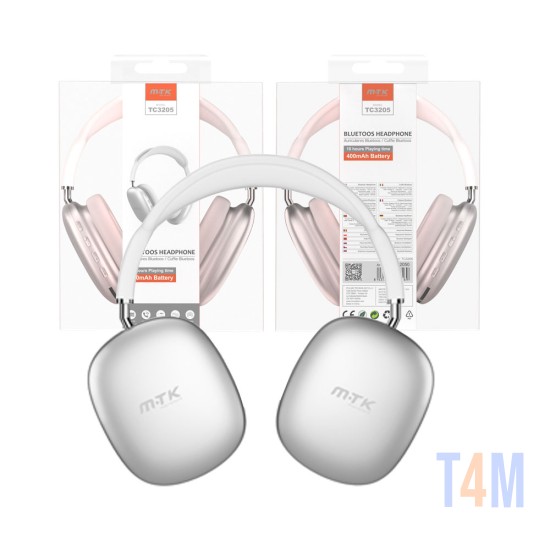 MTK BLUETOOTH HEADPHONES TC3205 PL HANDS-FREE CALLS/MICROSD/AUX/FM RADIO/TF/AUDIO (0352050) 400MAH SILVER